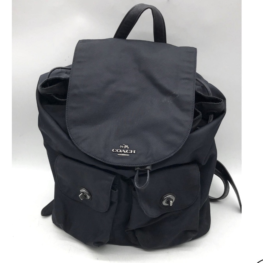 COACH New York/Nylon/Backpack Bag Purse/Leather‎ Trim/Black